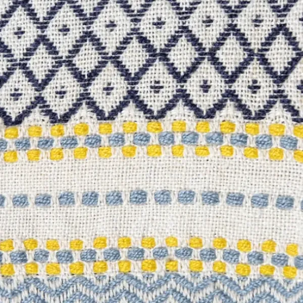 Blankets & Throws-Kirkland's Home Sunshine Diamond Pattern Outdoor Throw Blanket White/Blue/Yellow