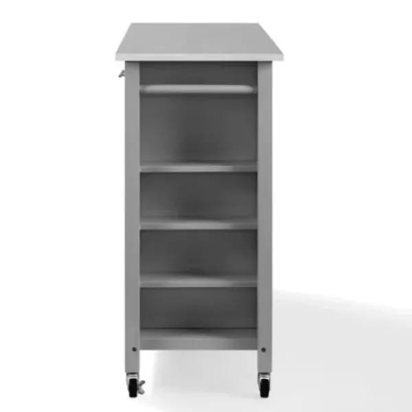 Kitchen Islands & Bar Carts-Kirkland's Home Susanne Stainless Top And Gray Wood Kitchen Island