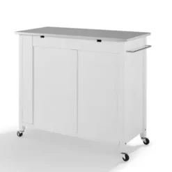 Kitchen Islands & Bar Carts-Kirkland's Home Susanne White And Stainless Steel Kitchen Island