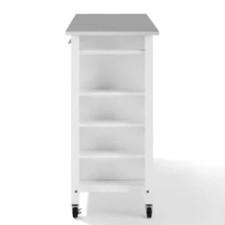 Kitchen Islands & Bar Carts-Kirkland's Home Susanne White And Stainless Steel Kitchen Island
