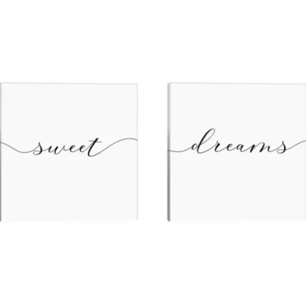 Wall Quotes & Signs-Kirkland's Home Sweet Dreams Diptych Giclee Canvas Print Set Black/White