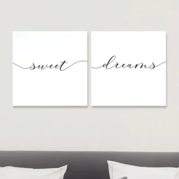 Wall Quotes & Signs-Kirkland's Home Sweet Dreams Diptych Giclee Canvas Print Set Black/White