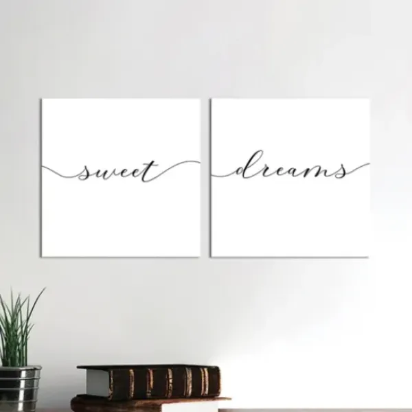 Wall Quotes & Signs-Kirkland's Home Sweet Dreams Diptych Giclee Canvas Print Set Black/White