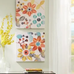 Canvas Art-Kirkland's Home Sweet Florals Canvas Art Prints, Set Of 2 Multi