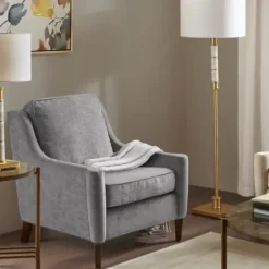 Accent Chairs-Kirkland's Home Swoop Arm Upholstered Accent Chair Gray