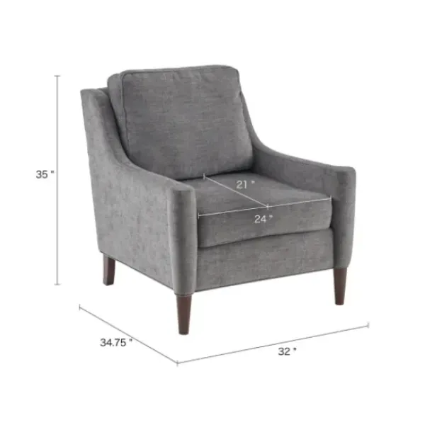 Accent Chairs-Kirkland's Home Swoop Arm Upholstered Accent Chair Gray