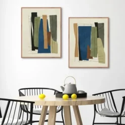 Framed Art-Kirkland's Home Synch Abstract 2-Pc. Framed Canvas Art Set White/Green/Gray