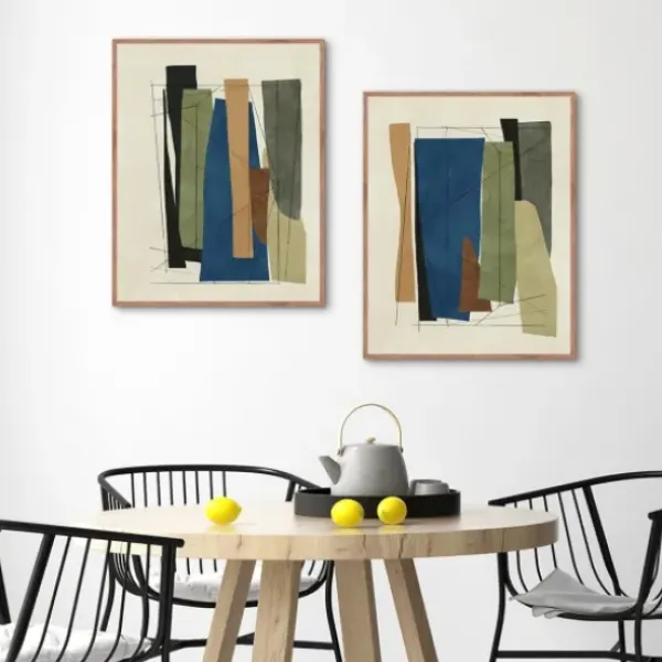 Framed Art-Kirkland's Home Synch Abstract 2-Pc. Framed Canvas Art Set White/Green/Gray