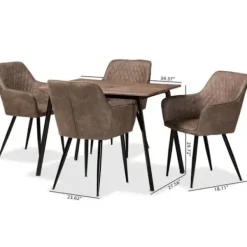 Dining Tables-Kirkland's Home Table And Leather Bucket Chairs 5-Pc. Dining Set Brown/Black