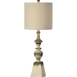 Table Lamps-Kirkland's Home Tall Distressed Cream Table Lamps, Set Of 2 Ivory
