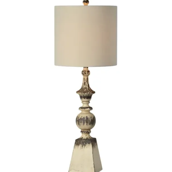 Table Lamps-Kirkland's Home Tall Distressed Cream Table Lamps, Set Of 2 Ivory
