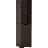 Cabinets & Sideboards-Kirkland's Home Tall Espresso Open Shelves Cabinet Brown