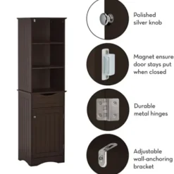 Cabinets & Sideboards-Kirkland's Home Tall Espresso Open Shelves Cabinet Brown