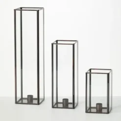 Candle Holders-Kirkland's Home Tall Frame 3-Pc. Tapered Candle Holder Set Black