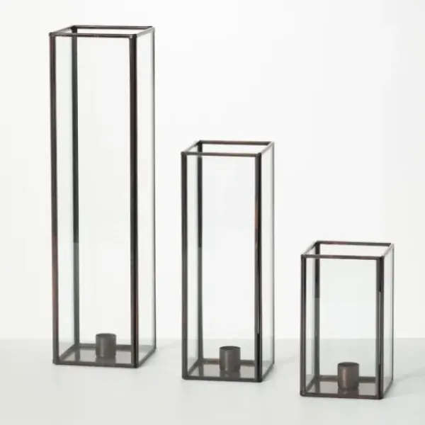 Candle Holders-Kirkland's Home Tall Frame 3-Pc. Tapered Candle Holder Set Black