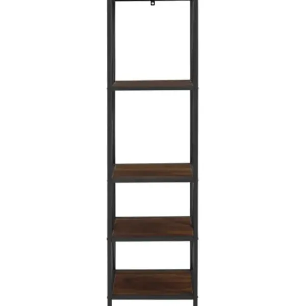 Office Furniture-Kirkland's Home Tall Metal X-Framed Dark Walnut Bookshelf Brown