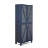 Cabinets & Sideboards-Kirkland's Home Tall Navy Triangle 4-Door Wood Cabinet Blue