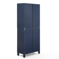 Cabinets & Sideboards-Kirkland's Home Tall Navy Triangle 4-Door Wood Cabinet Blue