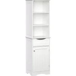 Cabinets & Sideboards-Kirkland's Home Tall Open Shelves Cabinet White