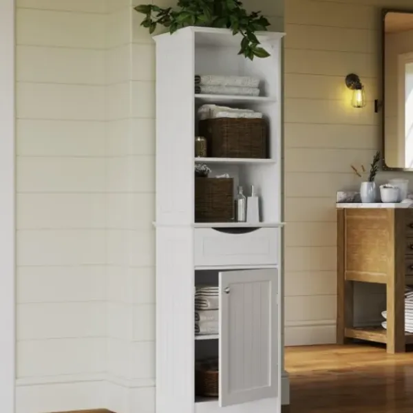 Cabinets & Sideboards-Kirkland's Home Tall Open Shelves Cabinet White