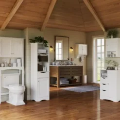 Cabinets & Sideboards-Kirkland's Home Tall Open Shelves Cabinet White