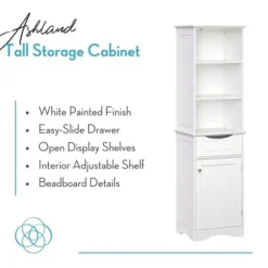 Cabinets & Sideboards-Kirkland's Home Tall Open Shelves Cabinet White
