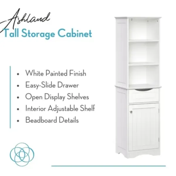 Cabinets & Sideboards-Kirkland's Home Tall Open Shelves Cabinet White