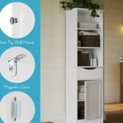 Cabinets & Sideboards-Kirkland's Home Tall Open Shelves Cabinet White