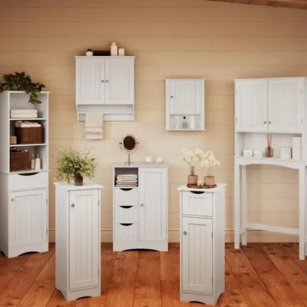 Cabinets & Sideboards-Kirkland's Home Tall Open Shelves Cabinet White
