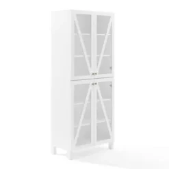 Cabinets & Sideboards-Kirkland's Home Tall Triangle 4-Door Wood Cabinet White