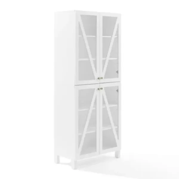 Cabinets & Sideboards-Kirkland's Home Tall Triangle 4-Door Wood Cabinet White