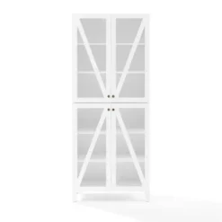 Cabinets & Sideboards-Kirkland's Home Tall Triangle 4-Door Wood Cabinet White