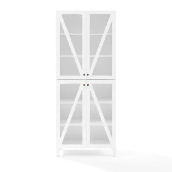 Cabinets & Sideboards-Kirkland's Home Tall Triangle 4-Door Wood Cabinet White