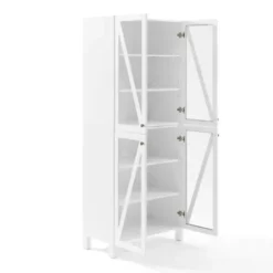 Cabinets & Sideboards-Kirkland's Home Tall Triangle 4-Door Wood Cabinet White