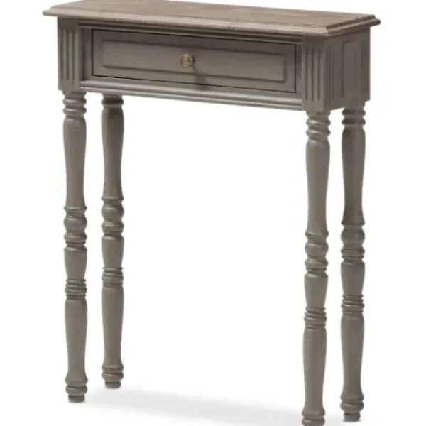 Console Tables-Kirkland's Home Tan And Gray Ornate Ball Turned Console Table