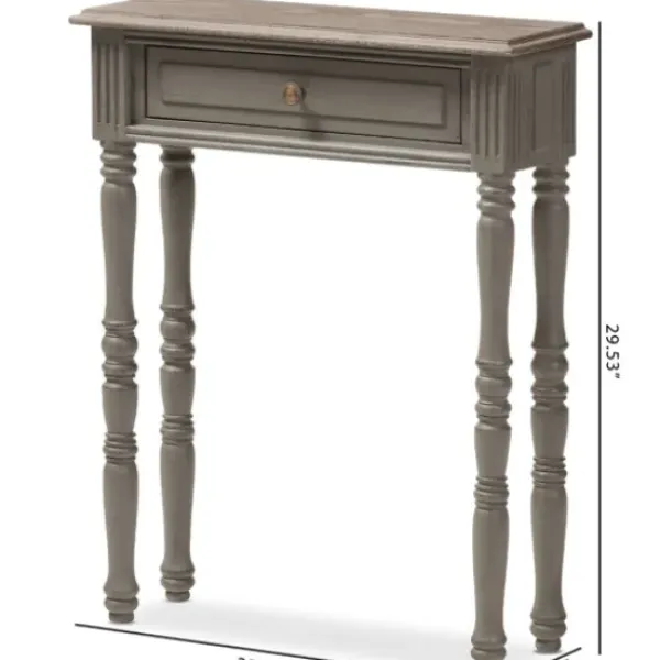 Console Tables-Kirkland's Home Tan And Gray Ornate Ball Turned Console Table