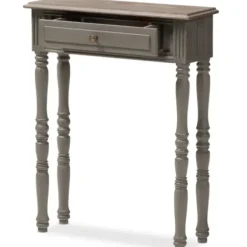 Console Tables-Kirkland's Home Tan And Gray Ornate Ball Turned Console Table