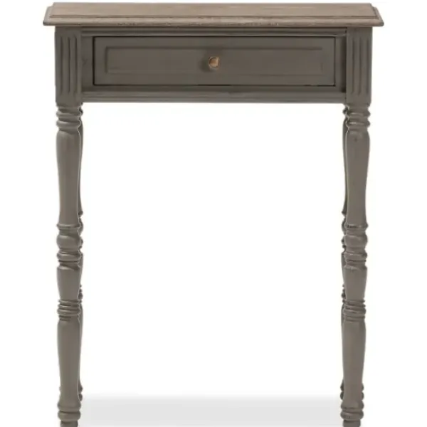 Console Tables-Kirkland's Home Tan And Gray Ornate Ball Turned Console Table