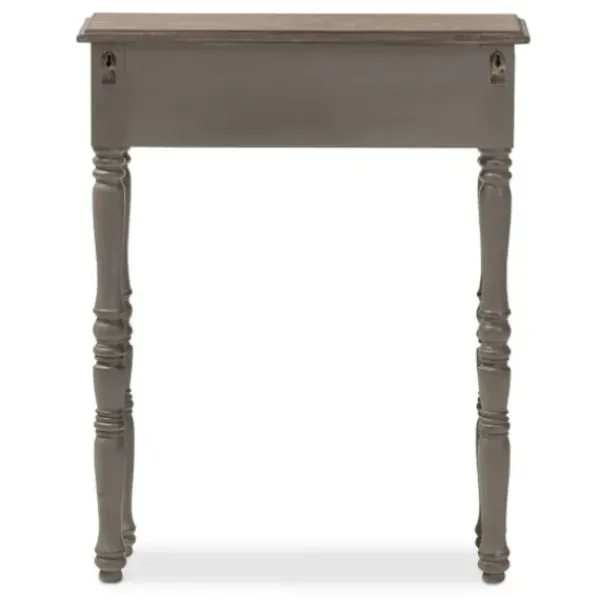 Console Tables-Kirkland's Home Tan And Gray Ornate Ball Turned Console Table