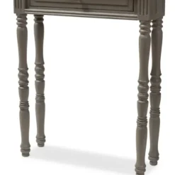 Console Tables-Kirkland's Home Tan And Gray Ornate Ball Turned Console Table