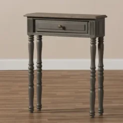 Console Tables-Kirkland's Home Tan And Gray Ornate Ball Turned Console Table