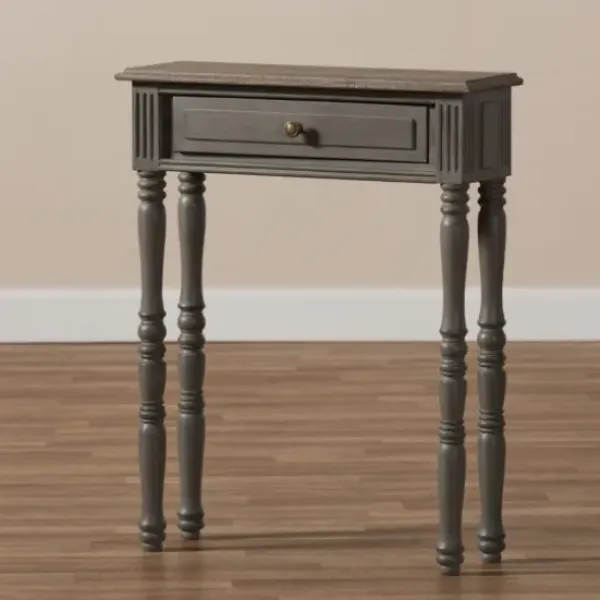 Console Tables-Kirkland's Home Tan And Gray Ornate Ball Turned Console Table