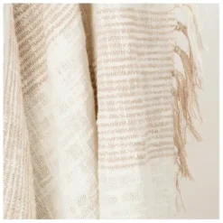 Blankets & Throws-Kirkland's Home Tan And Ivory Striped Woven Cotton Throw Tan/Ivory