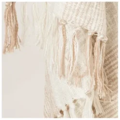 Blankets & Throws-Kirkland's Home Tan And Ivory Striped Woven Cotton Throw Tan/Ivory