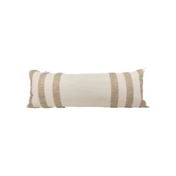 Pillows-Kirkland's Home Tan And White Outer Striped Lumbar Pillow Tan/White