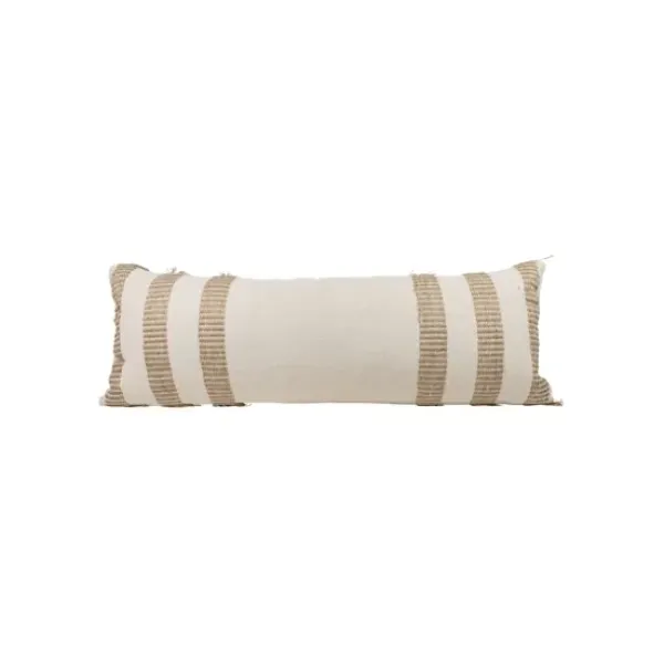 Pillows-Kirkland's Home Tan And White Outer Striped Lumbar Pillow Tan/White