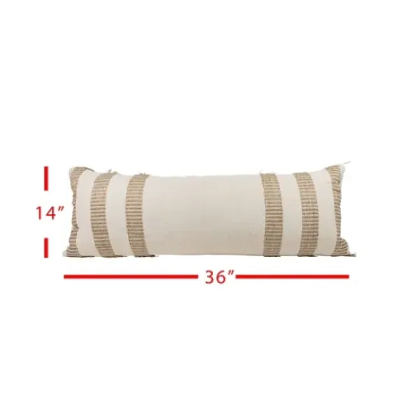 Pillows-Kirkland's Home Tan And White Outer Striped Lumbar Pillow Tan/White