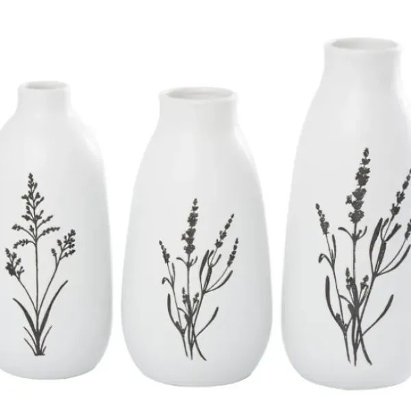Vases-Kirkland's Home Tan And White Striped Coastal Ceramic Vase, 9 In. Tan/White