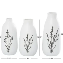 Vases-Kirkland's Home Tan And White Striped Coastal Ceramic Vase, 9 In. Tan/White