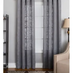 Curtains & Drapes-Kirkland's Home Tan Becky Curtain Panel Set, 96 In. Tan/White